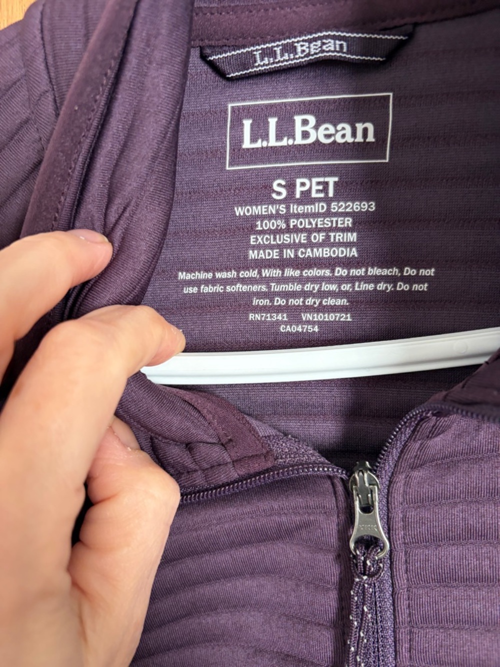 L.L. Bean women’s Ribbed Full-Zip Jacket in Deep Purple - Picture 2 of 4